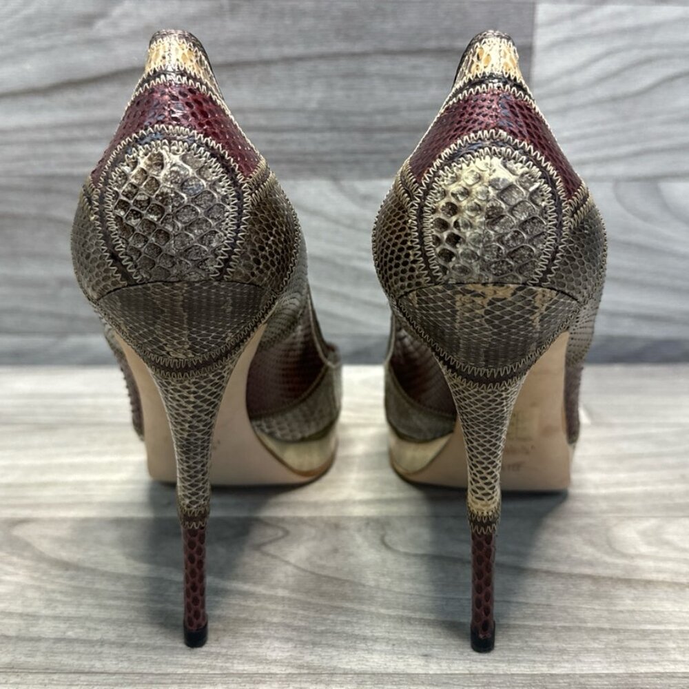 Gucci Metallic Python Embossed Leather Platform P… - image 5